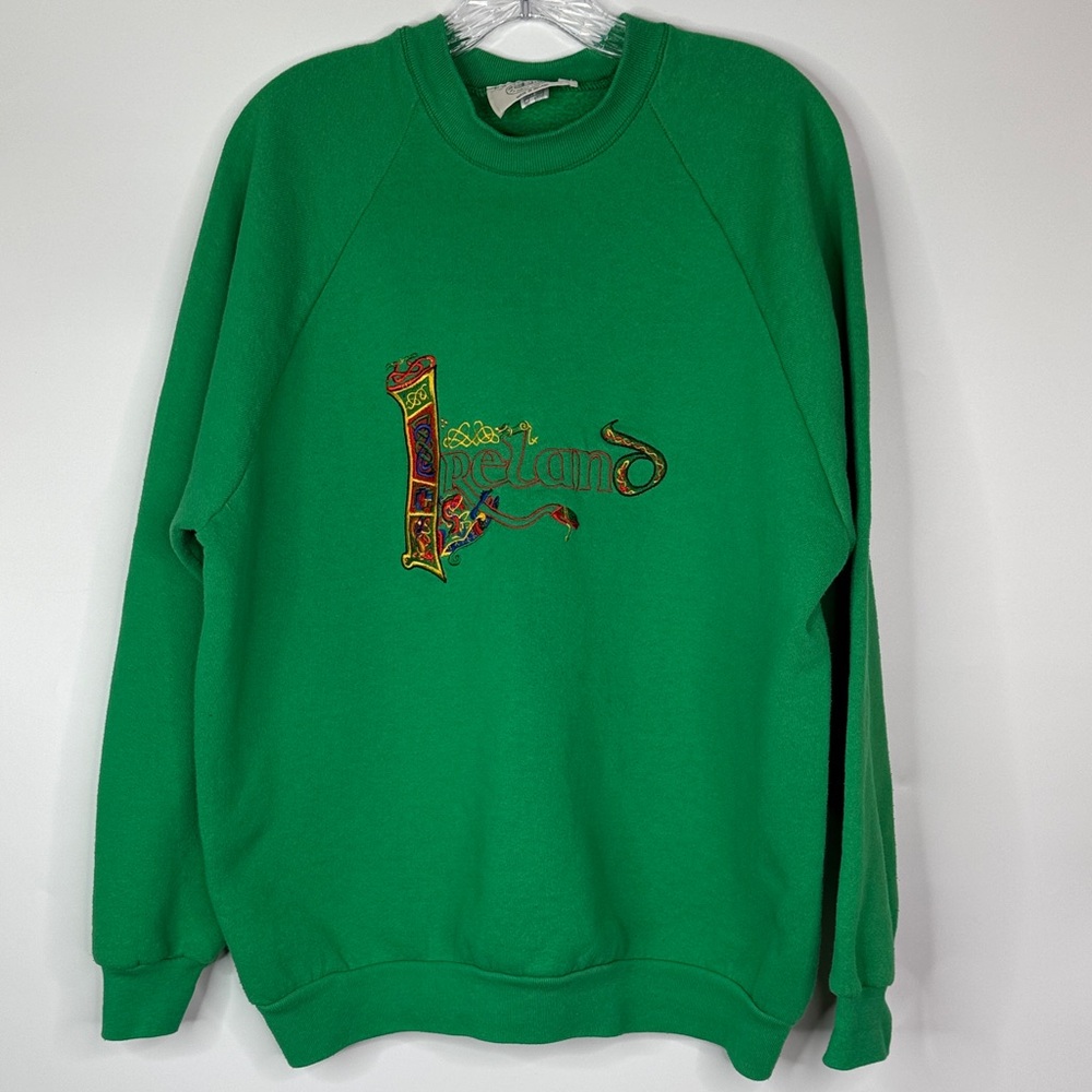 Vintage Blarney Woolen Mills Ireland Green Crewneck Sweatshirt Size XL